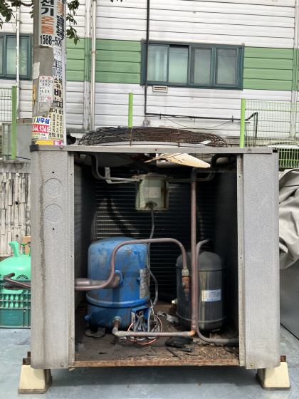 항온항습기, 저온저장고철거 / 항온항습기 실외기 고장수리-압축기 몸체에서 냉매누설